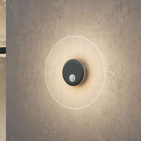 Mai & Mai Wandleuchte Außen 6W LED Wandlampe Außenleuchte Wegeleuchte für Garten, 3000K mit Bewegungsmelder Außenlampe ⌀300X65mm IP65 Sandgrau dunkel LunaLights (1/5)