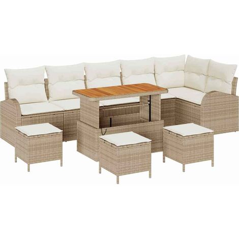 Maison Exclusive - Garten-Sofa-Set mit Kissen mit Speicher 10 pcs