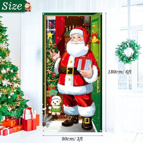 Couvercle de porte de père Noël, bannière de porte de Noël bannière suspendue pour la décoration de vacances porte,STICKERS DE NOEL (1/5)