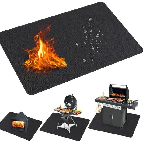 Tapis de foyer 99 x 183 cm pour feu de camp Solo Stove, double face ignifuge, protection pour terrasse, tapis rond pour barbecue Solo Stove, facile à nettoyer et réutilisable. (1/4)