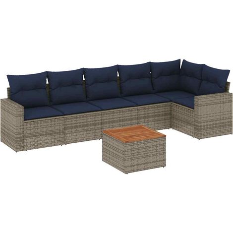 Maison Exclusive - 7-tlg. Garten-Sofagarnitur mit Kissen Grau Pol