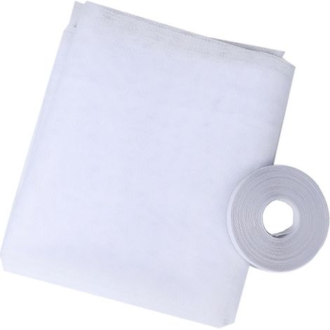 Moustiquaire fenetre-Filet d'écran anti-moustique auto-adhésif écran de cryptage bricolage Velcro, 130cm  150cm，Blanc