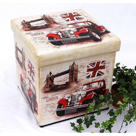 Hocker aus Kunstleder Sitzhocker 2219 Aufbewahrungsbox 40 cm Sitzwürfel Truhe