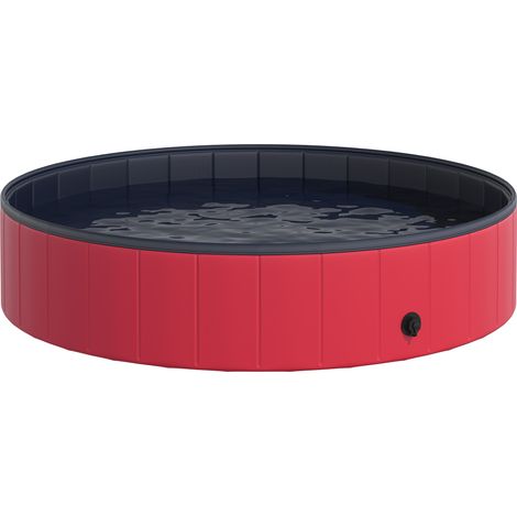 Piscine pliable pour chiens Ø140x30 cm Bañera portátil mascotas PVC antideslizante rouge