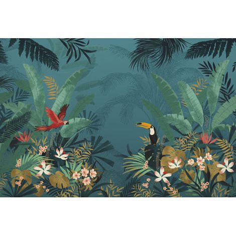 Papier peint panoramique enfant Jungle Enchantée (1/4)