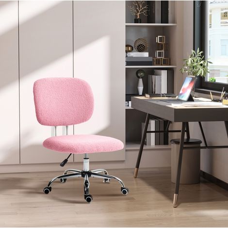 Ergonomischer Bürostuhl aus rosa Samt, höhenverstellbar, ohne Armlehnen, OKWISH (1/5)