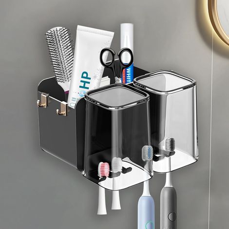 Support mural pour brosse à dents électrique, porte-brosse à dents sans perçage, rangement pour brosse à dents dans la salle de bain, support pour tête de brosse à dents. (1/5)