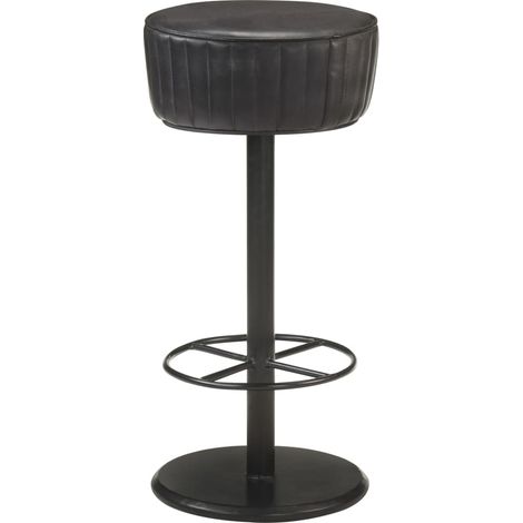 Barhocker Schwarz Echtleder