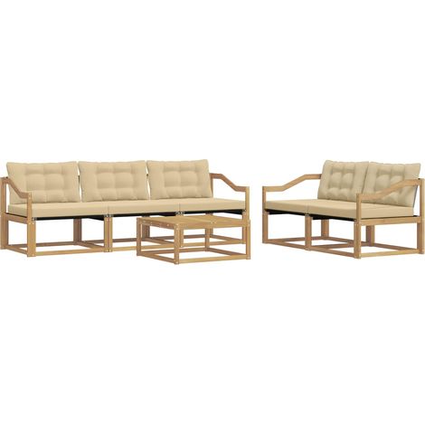 Set di divani da esterno 6 pcs Bianco e Beige 79 x 79 x 37 cm vidaXL (1/5)