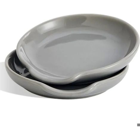 Ensemble de 2 porte-cuillères de cuisine en céramique pour spatules, pinces, ustensiles, gris. (1/5)
