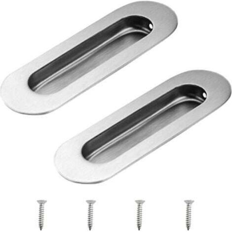 Ovale, eingelassene Möbelgriffe aus schwarzem Edelstahl – 2er-Set, für moderne Schubladen und Schränke (1/5)