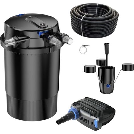 Druckteichfilter Set CPU 30000 mit 70W Eco Pumpe 10m Schlauch externer Skimmer Nr.50