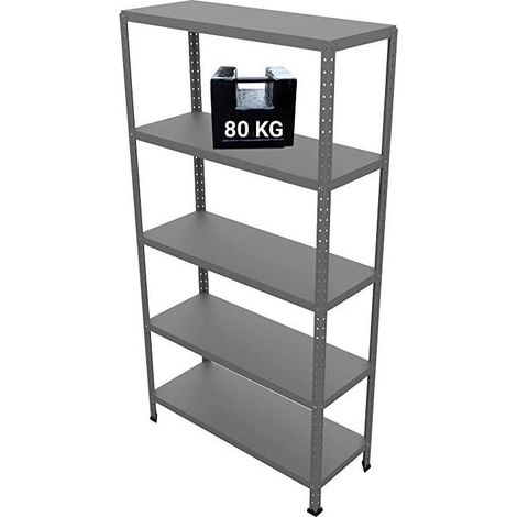 Scaffale Ettore Bulloni Grima in Acciaio Color Grigio Martellato L 100 X P 40 X H 187 Cm (1/5)