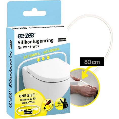 Joint d'étanchéité 80 cm pour WC et urinoir - La révolution du joint en silicone - Montage rapide sans outil - Joint prêt sans cartouche de silicone - Raccord mural propre (1/5)