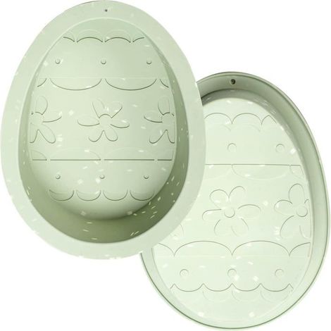 HAWUJ Lot de 2 moules à tartelettes aux œufs, moules à chocolat en silicone pour œufs de Pâques, grands moules à gâteaux cassables (1/5)