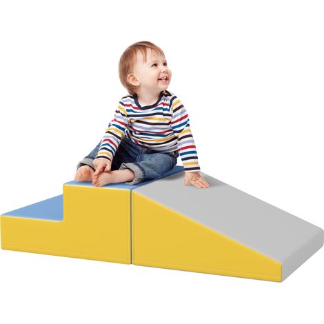 Baby-Motorik-Parcours, modulares Kletterspielzeug mit 2 großen Schaumstoffblöcken (50 x 50 x 25 cm), mehrfarbig, ideal für frühes Lernen und die Entwicklung der Motorik