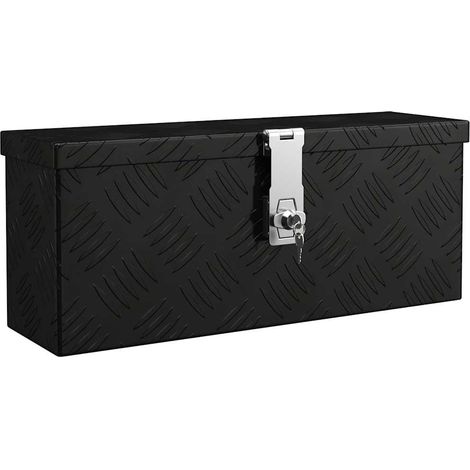 Contenitore Portaoggetti Nero 50x15x20,5 cm in Alluminio vidaXL