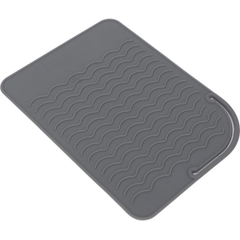 Tapis de Cuisine en Silicone Anti-Dérapant, Résistant à la Chaleur et Isolant, Motif Gris Ondulé (1/5)
