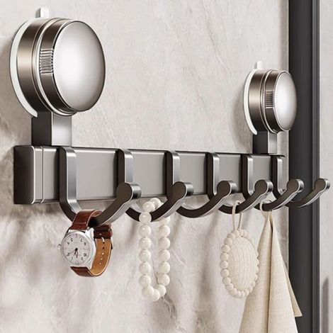Crochets De Douche - Ventouse Aluminium Et ABS - Pour Salle De Bain Cuisine - Réglables - 1 Pièce (1/4)