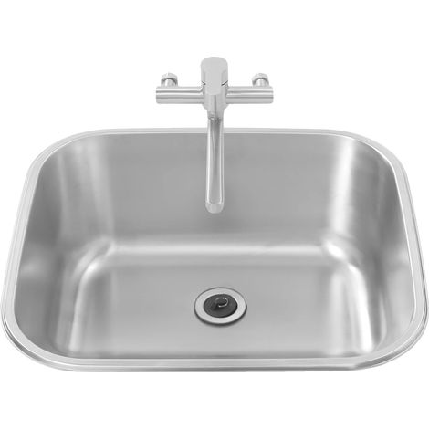 Fregadero de servicio, acero inoxidable, grifo integrado, color plata. (1/2)