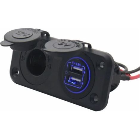 Prise allume-cigare modifiée pour voiture double chargeur de voiture USB chargeur de voiture prise allume-cigare 12/24V avec in (1/4)