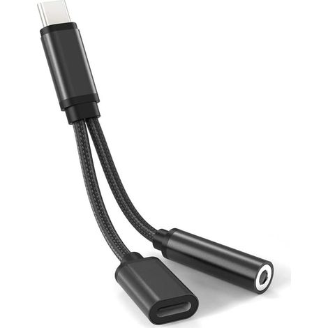 USB C Audio Adapter 2 in 1 Type C Jack and Charger Adapter Compatible with Huawei P40 Pro/P30 Pro/P20, Mate 20 Pro/Mate 30 Pro, Mi 9/9T Pro/10T/10T Pro (1/5)