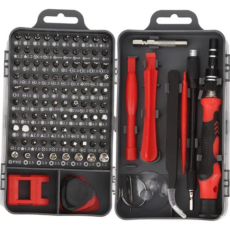 Kit de tournevis magnétique rouge pour réparation électronique, compatible avec iPhone, ordinateur portable, téléphone et Mac (bricolage), 115 en 1 (1/5)