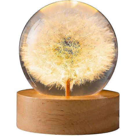 Lampe boule de cristal fleurie 2024, motif pissenlit en verre, cadeau pour femme, maman et enfantDandelion (1/5)