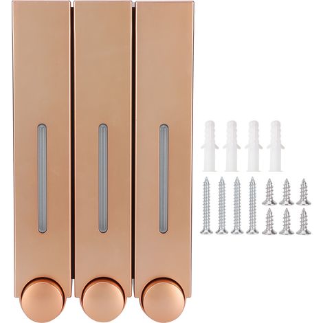 Wandseifenspender 3 x 420 ml – Gold  für Küche & Bad  ABS  Wandmontage
