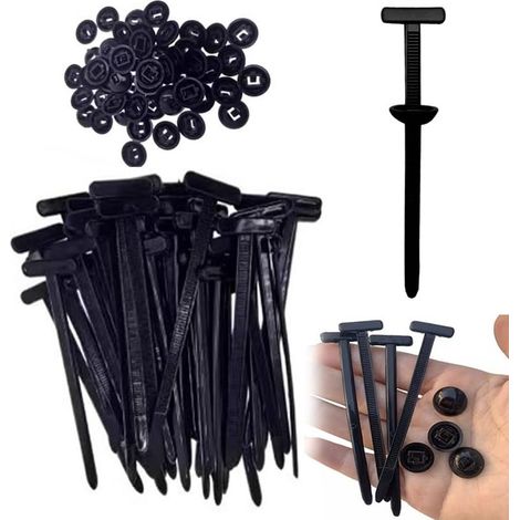Attache-câble universelle en nylon, robuste et autobloquante, avec goupille et bouton, nouvelle boucle multifonctionnelle, attaches noires résistantes aux UV pour la fixation quotidienne (50) (1/5)