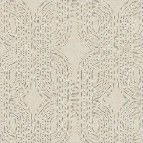 Retro wallpaper wall Profhome 399371 non-woven wallpaper slightly textured with graphical pattern and metallic highlights beige grey 5.33 m2 (1/5)
