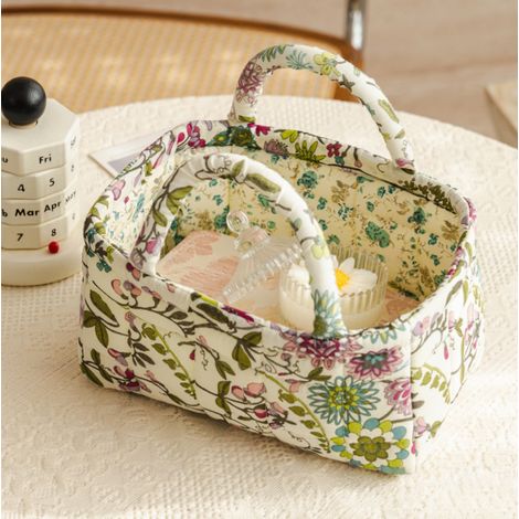 panier de rangement en tissu à motifs floraux pliable petite taille 22 x 12 x 12 cm pour sous vêtements et objets divers (1/3)