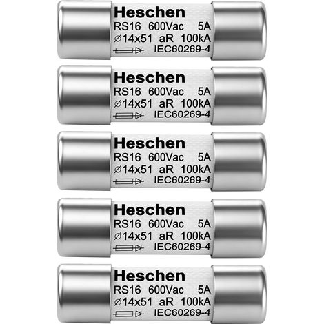 5 x RS16 14x51mm 5A 600VAC 100kA Ceramic Cylinder Fuse 14x51mm (1/5)