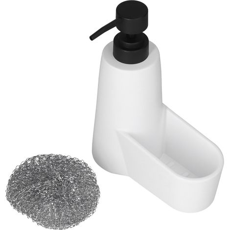 Flüssigseifen- und Handseifenspender mit Stahlkugelpumpe für Küchen- und Badezimmerwaschbecken, weiß (1/5)
