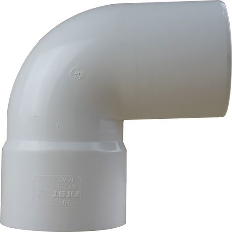 First Plast – Coude PVC 87°30 mâle femelle pour tube de descente Ø80 mm – Résistant aux intempéries – Assemblage par collage – Couleur blanche (1/3)