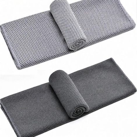 serviettes - Serviette de sport - Marathon - Serviette de marathon - Serviette de gym - Fraîche au toucher - Séchage rapide et absorbante - Unisexe - 80 x 30 cm - Gris clair + gris foncé (1/5)