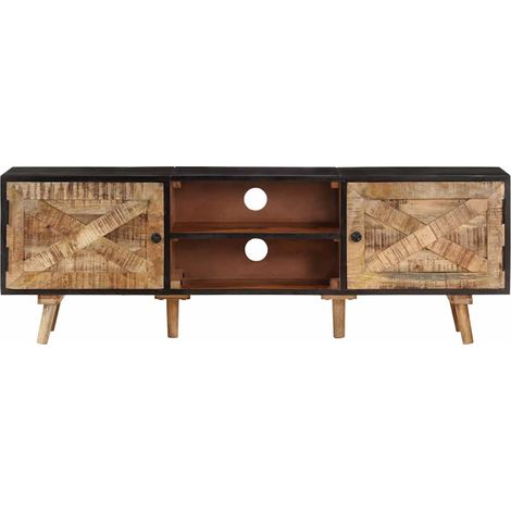 vidaXL Mueble de TV madera mango rugosa y acacia maciza 140x30x46 cm (1/2)