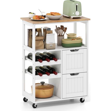 COSTWAY Carrello da Cucina Salvaspazio su Ruote, 65 x 37 x 89 cm (1/5)