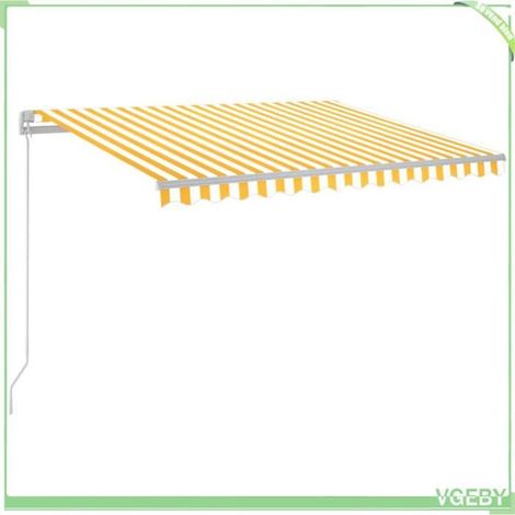 Auvent rétractable manuel - FAFEICY - 3068863 - 300x250 cm - Jaune et blanc - LED solaire (1/5)