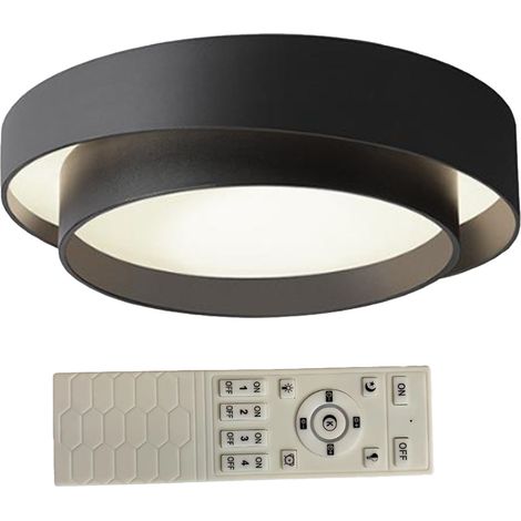 Runde LED-Deckenleuchte mit stufenlosem Dimmer, 45 W, mit Fernbedienung, für Büro, Flur, Wohnzimmer, schwarz, 30 x 14 cm / 11,8 x 5,5 Zoll (1/5)