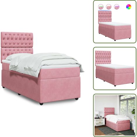 Boxspringbett mit Matratze Rosa 100x200 cm Samt - Boxspringbett - Boxspringbetten - Bett - Bett Mit Stauraum (1/5)