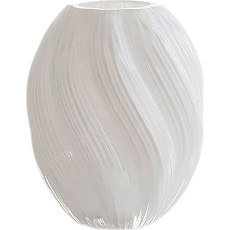 Jarrón de cristal blanco soplado a mano (20 x 18 cm) con rotación suave, diseño elegante para salón/recibidor y arreglos florales, embalaje seguro con cartón y acolchado de espuma incluidos. (1/4)