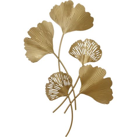 Décoration murale en métal, sculpture murale suspendue en fer imitant des feuilles de ginkgo en 3D pour salon ou bureau