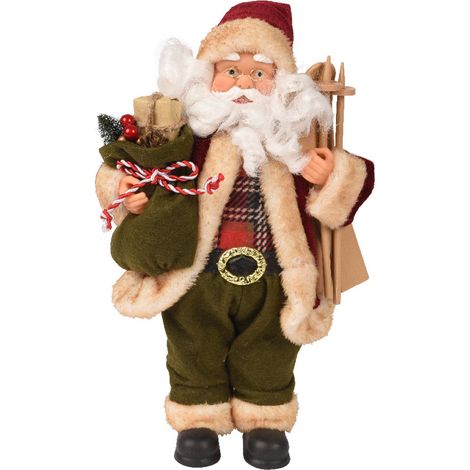 Statuetta con babbo natale con pacchi regalo e slitta decorazione per interno h 30 cm