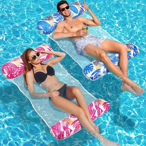 Bouee Piscine XL, 2 Pièces Matelas Piscine, 4 in 1 Adulte, Gonflable Adulte Poudre Bleue - (1/5)