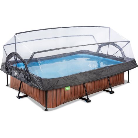 EXIT Wood Pool 300x200x65cm mit Filterpumpe und Abdeckung - braun (1/5)