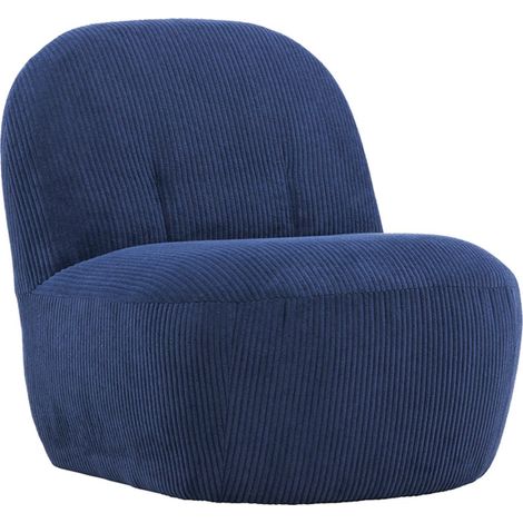 Fauteuil Design en Tissu Côtelé "Mahla" 82cm Bleu Marine (1/5)