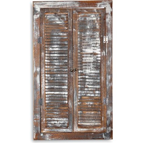 70 centimetri specchio finestra persiane marrone casa di campagna mobili di campagna specchio finestre in legno Shabby vetro (1/4)