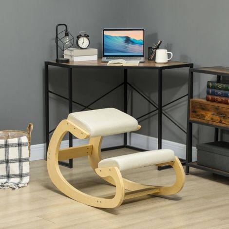 Tabouret à genoux balançoire ergonomique, pour télétravail, améliore la posture - Crème (1/5)