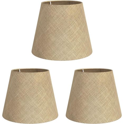 3 Pièces Abat-jour, Lin Jute Chanvre, 200mm Ø, Beige Naturel, Pour Lampe Table Plafonnier